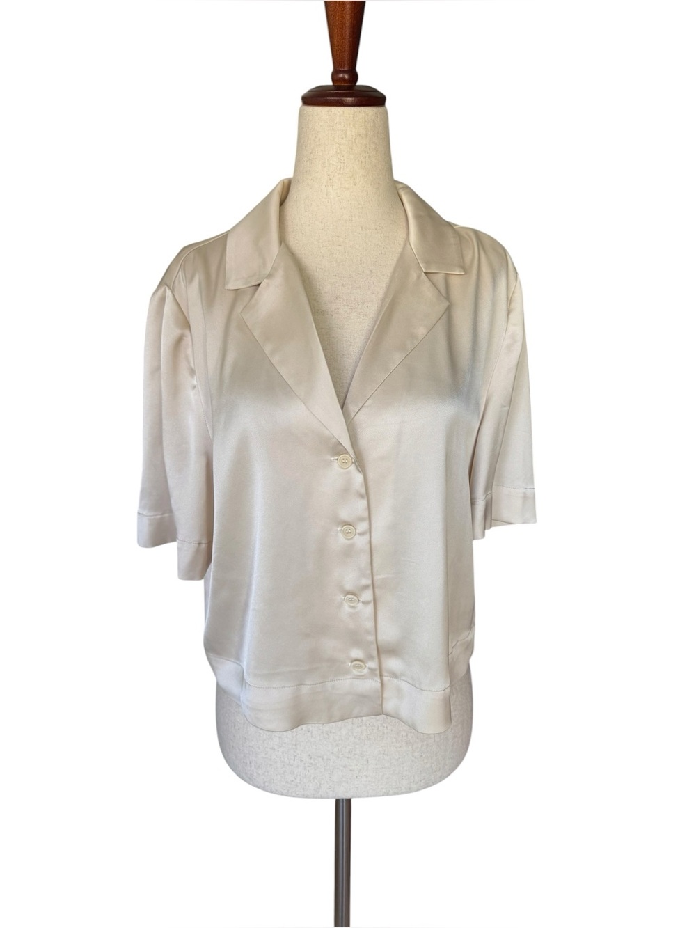Reformation Hanson Satin Top in Ivory Small
